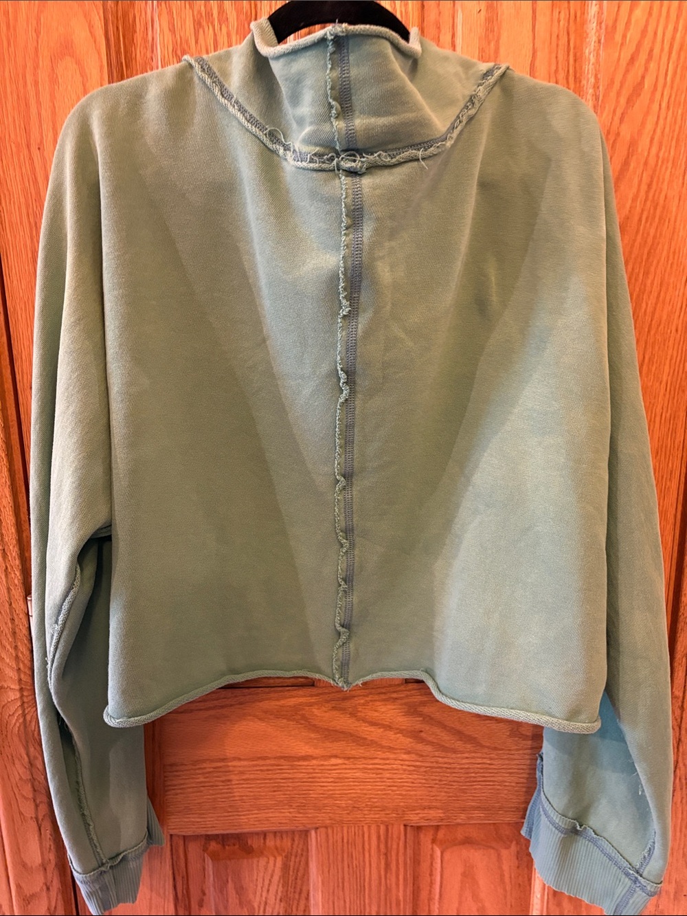 FP Movement by Free People Washed Teal Green Cropped Oversized Sweatshirt - Picture 9 of 13